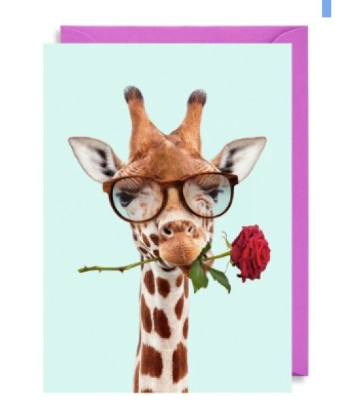 Carte Giraffe Rose