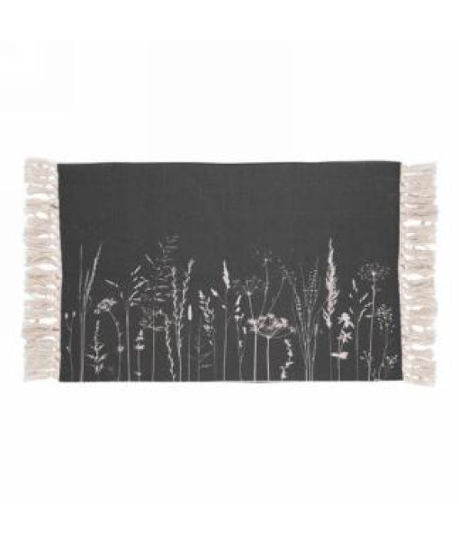 Tapis Gris Fonce A Motif Feuillage