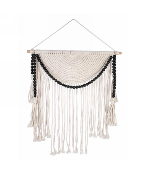 Decor Mural Macrame Avec Billes Noires